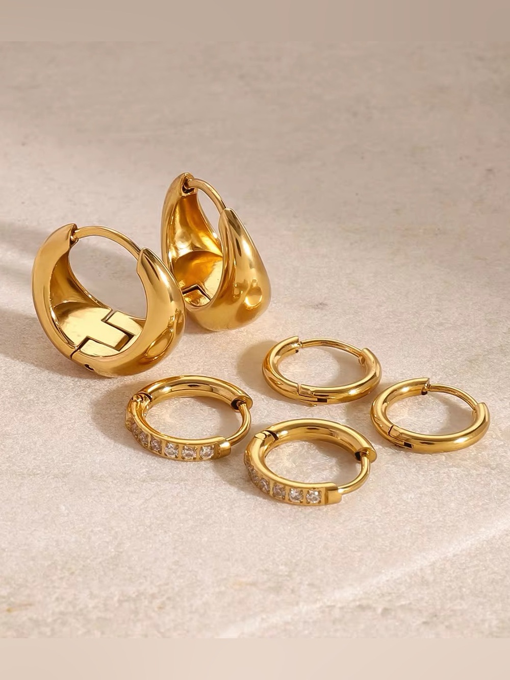 3 Pairs | 18K Gold Plated Earring Set
